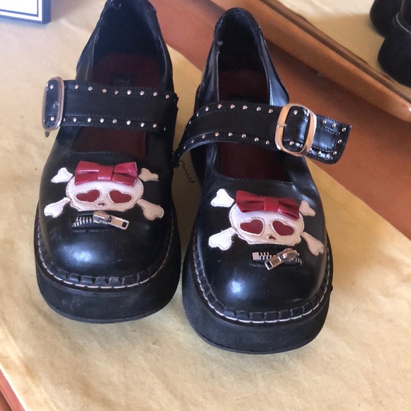 Demonia Shoes - Rare Vintage Demonia Emily-221 Skull Platform Mary Janes